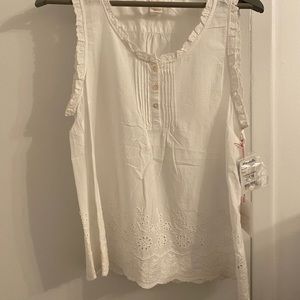 Shabby Chic white sleeveless cotton top